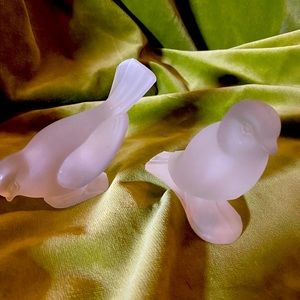 Pair of frosted glass birds